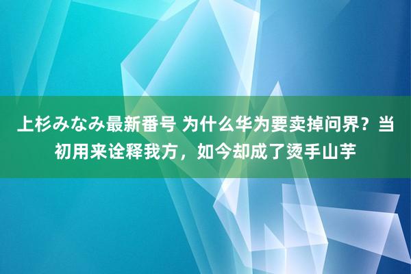 上杉みなみ最新番号 为什么华为要卖掉问界？当初用来诠释我方，如今却成了烫手山芋