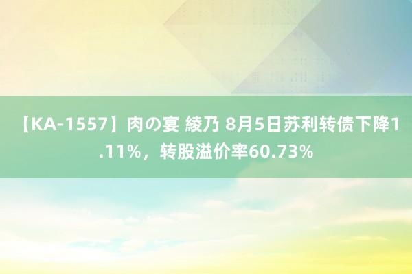 【KA-1557】肉の宴 綾乃 8月5日苏利转债下降1.11%，转股溢价率60.73%