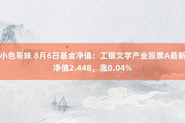 小色哥妹 8月6日基金净值：工银文学产业股票A最新净值2.448，涨0.04%