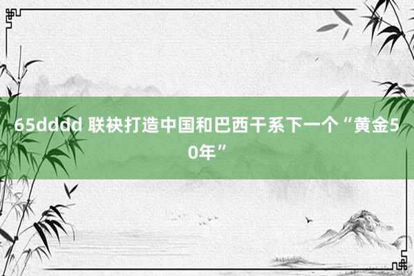 65dddd 联袂打造中国和巴西干系下一个“黄金50年”