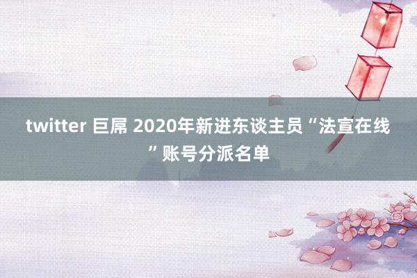 twitter 巨屌 2020年新进东谈主员“法宣在线”账号分派名单